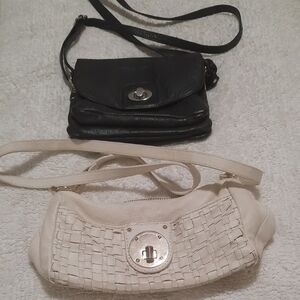 Elliott Lucca Cream Crossbody & TANO Black LeatherBag Bundle